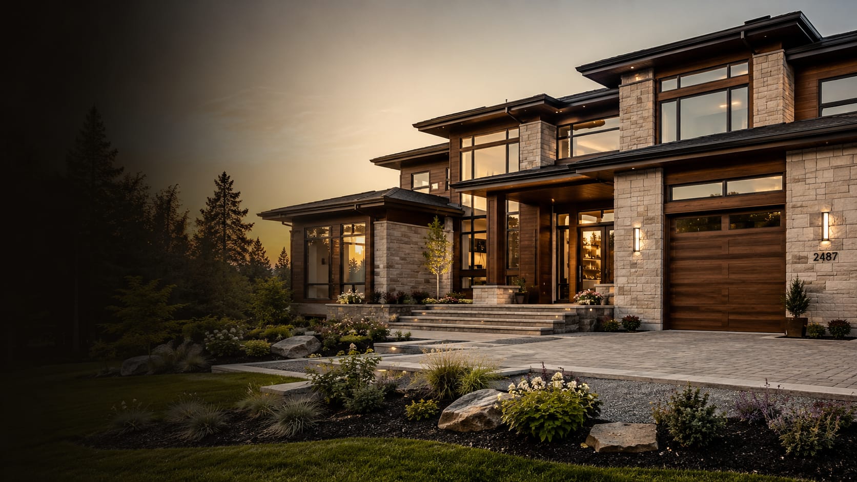 Completed modern residential build exterior